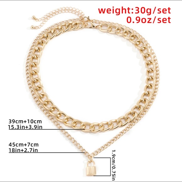 Unisex Gold Chunky Chain Lock Pendant Necklace - Picture 6 of 6